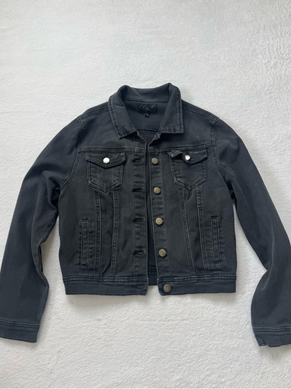 Black Denim Jacket - Classic Button Front